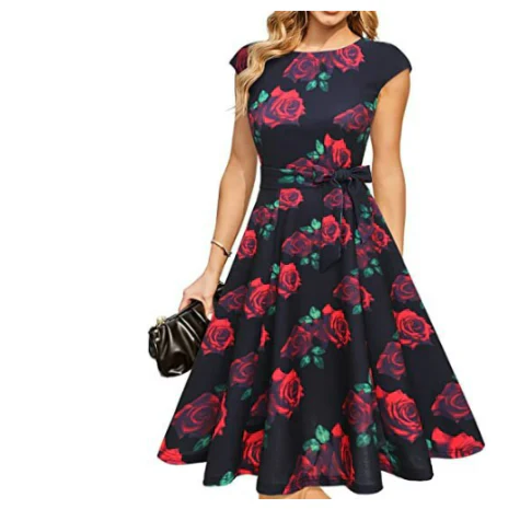 Taylor | Women's Floral Print Flutter Sleeve Dress