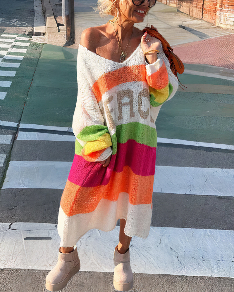 Retha - Peaceful Knitted Rainbow Sweater