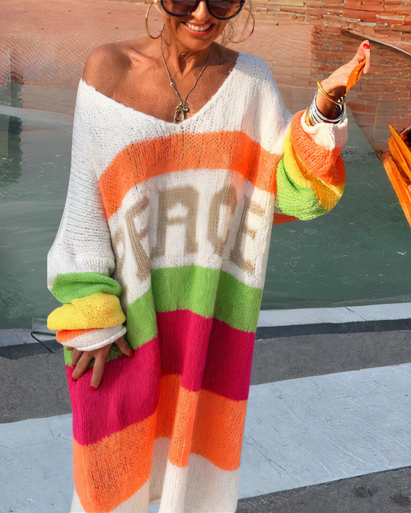 Retha - Peaceful Knitted Rainbow Sweater