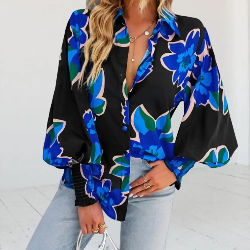 Tamara™ - Printed Blouse with High Collar