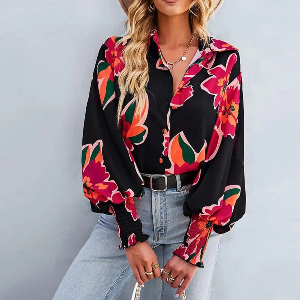 Tamara™ - Printed Blouse with High Collar