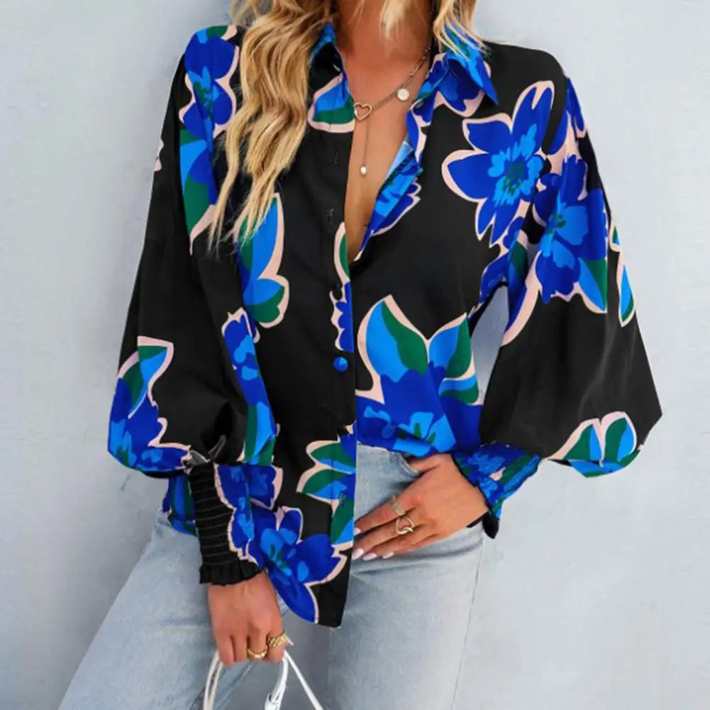 Tamara™ - Printed Blouse with High Collar