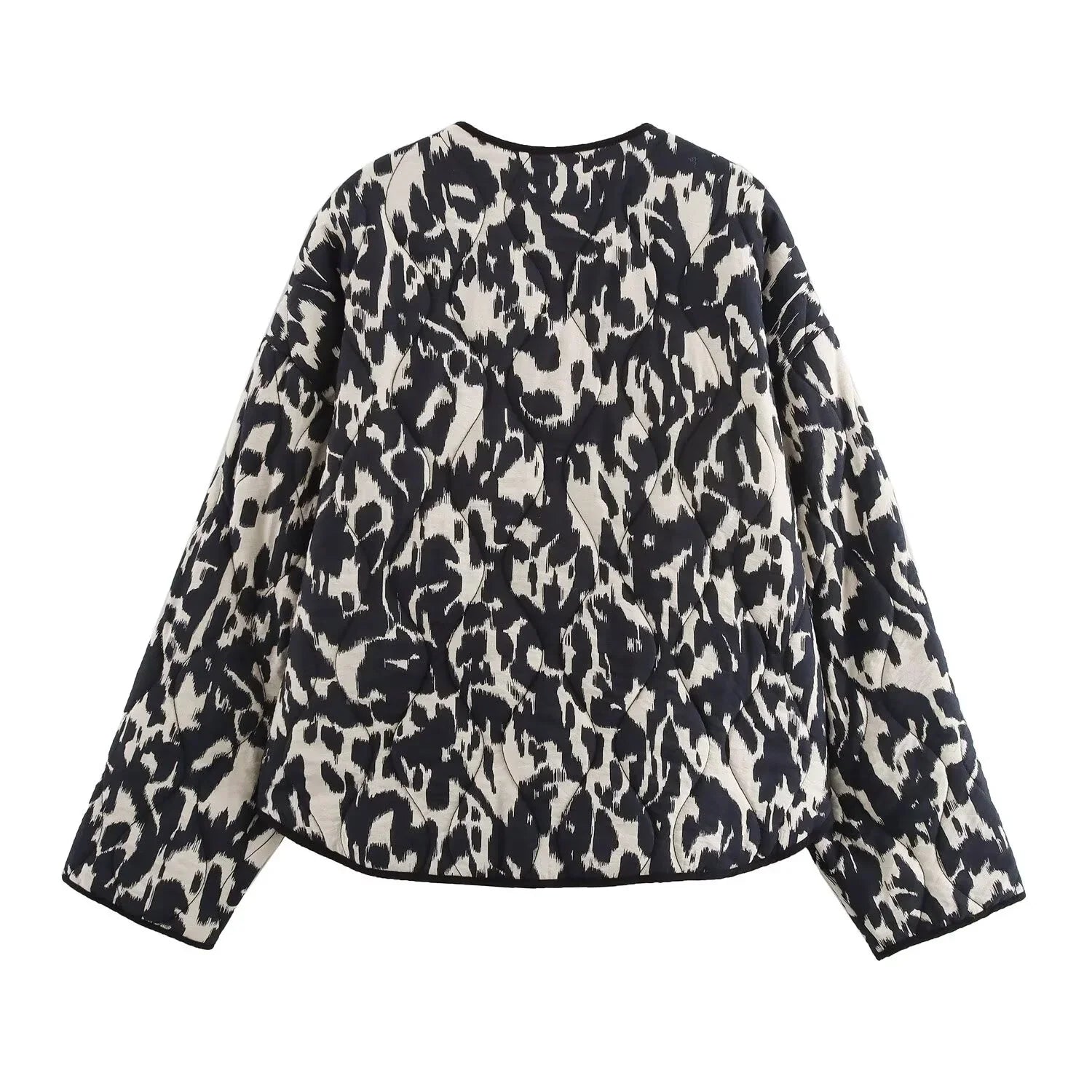 Women's Oversized Leopard Print Long Sleeve Jacket with Buttons