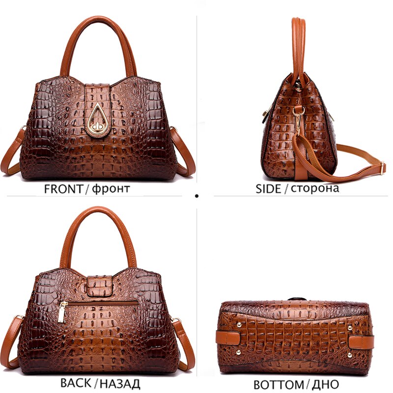 hiny crocodile leather creation - Ladies luxury handbag with brand flair