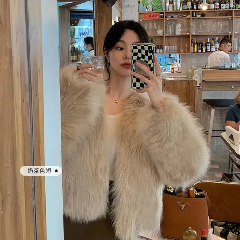Women's Short Loose Faux Fur Coat - Various Colors