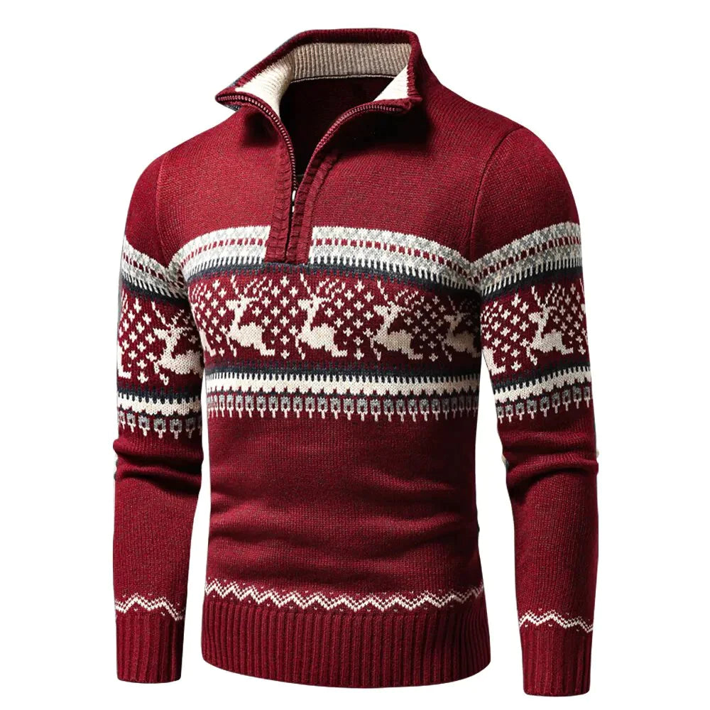 Christmas designed high collar jumper for men