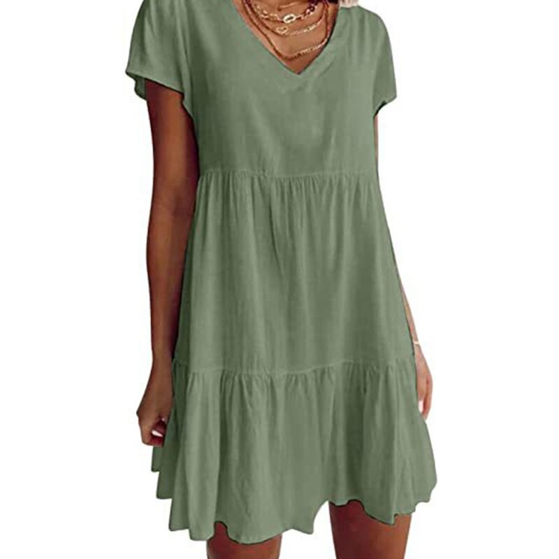 Short-sleeved woven dress