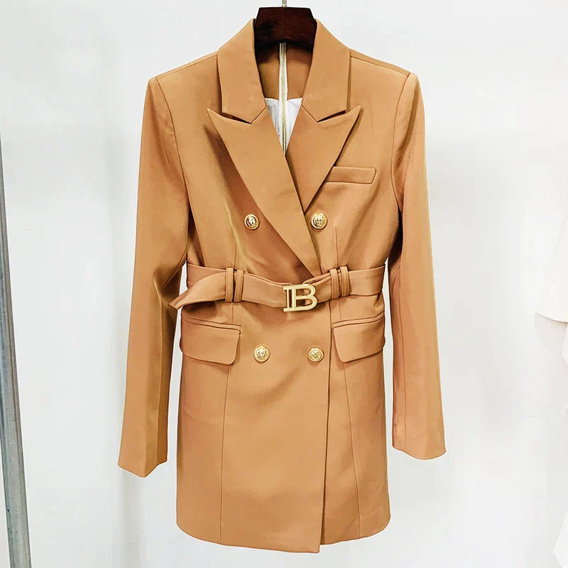 Bianca - Double-breasted blazer dress with gold button details