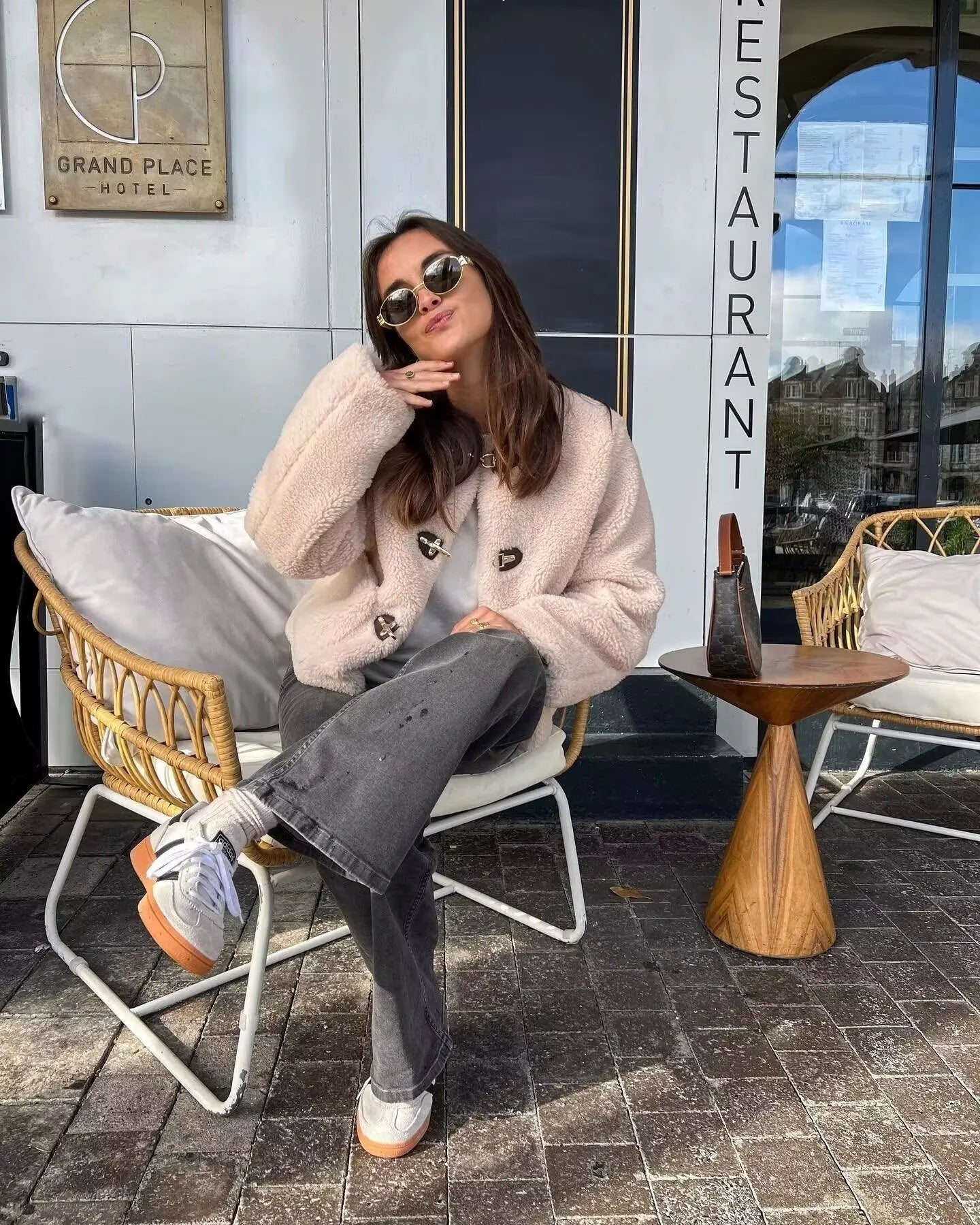Cozy fleece knit jacket for women