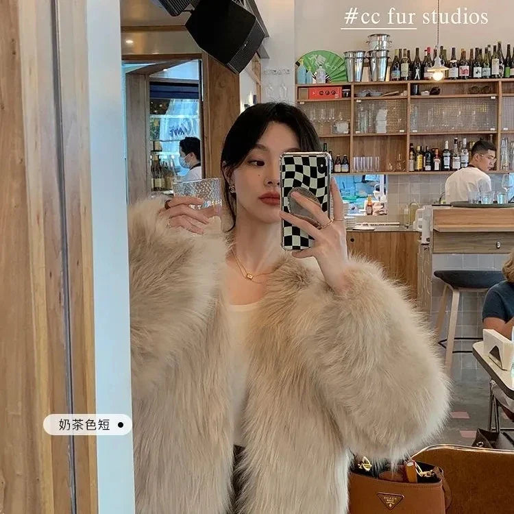 Women's Short Loose Faux Fur Coat - Various Colors