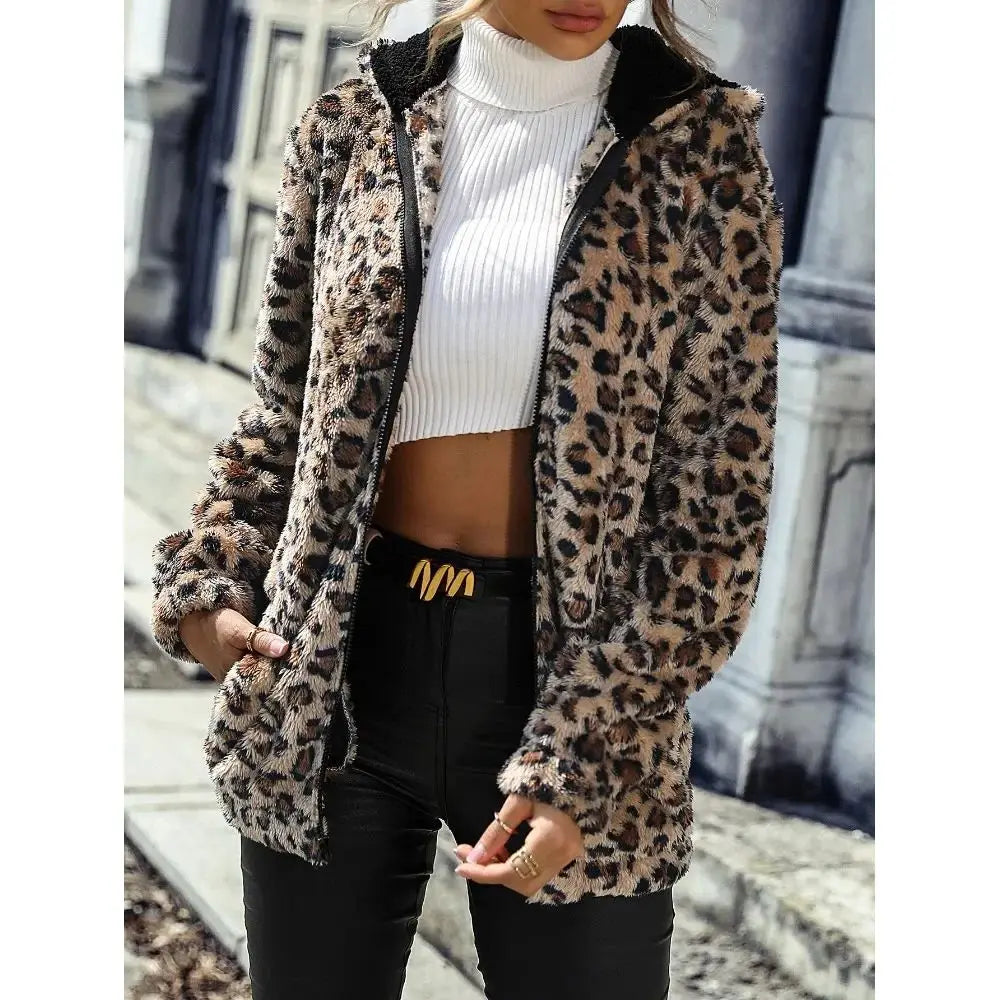 Women's Leopard Plush Jacket | Cozy