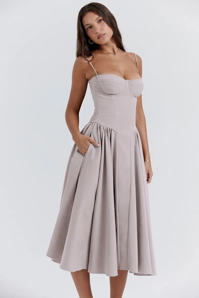 Victoria | Sleeveless midi dress with corset fit - Attractive fit