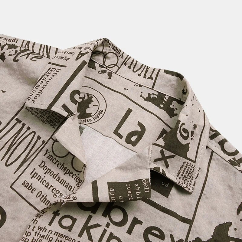 Valentino - Newspaper print shirt with button placket