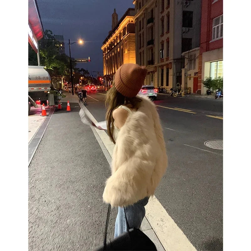 Women's Short Loose Faux Fur Coat - Various Colors