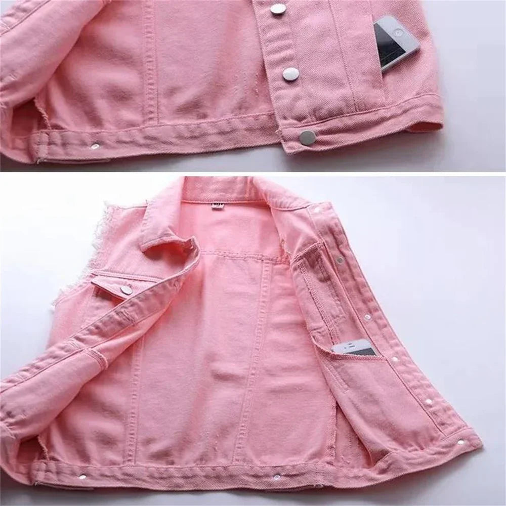 Women's Denim Vest - Sleeveless Frayed Edge - Button-Up - Classic Collar - Casual Fit