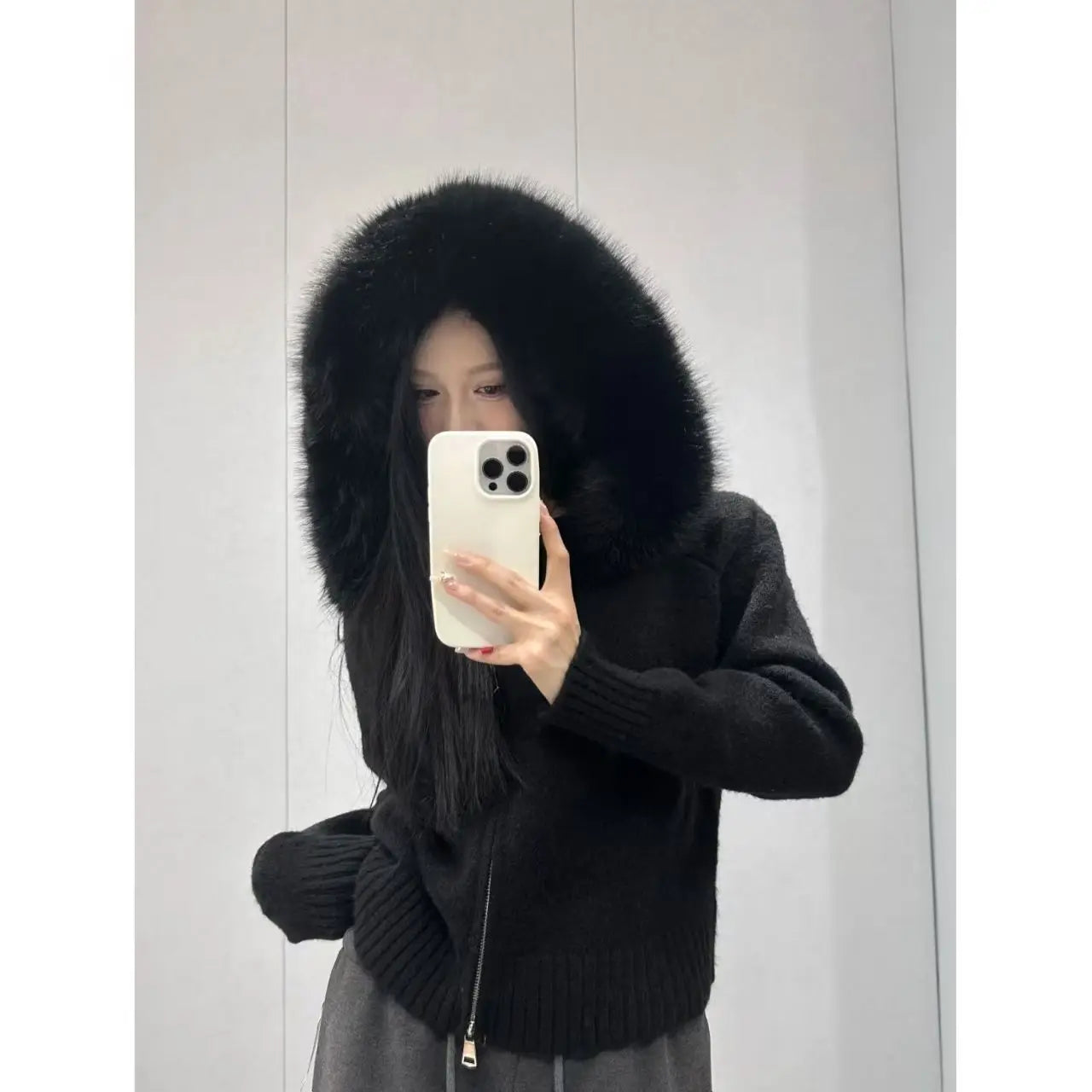 Women's Long-Sleeve Hoodie Jacket with Detachable Fur Collar - Stylish and Versatile Outerwear