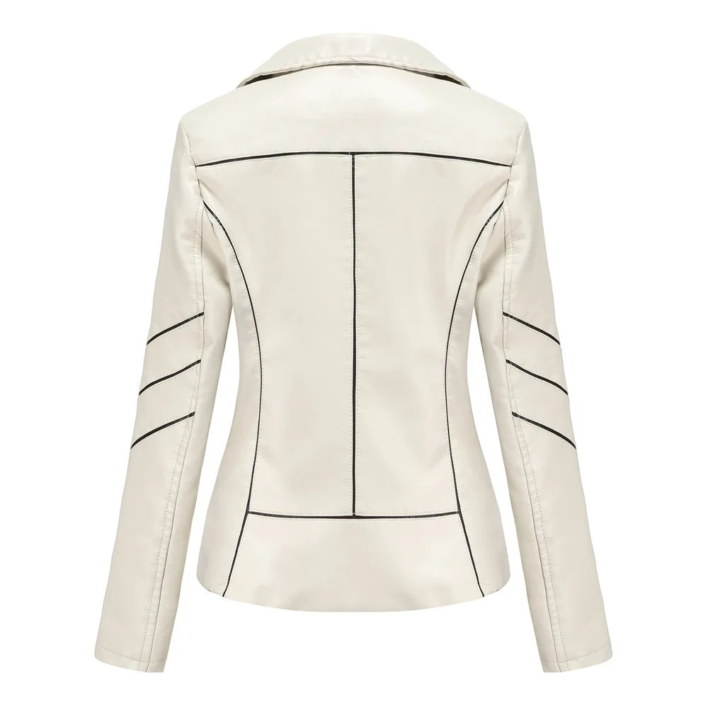 Women's PU Faux Leather Casual Biker Jacket