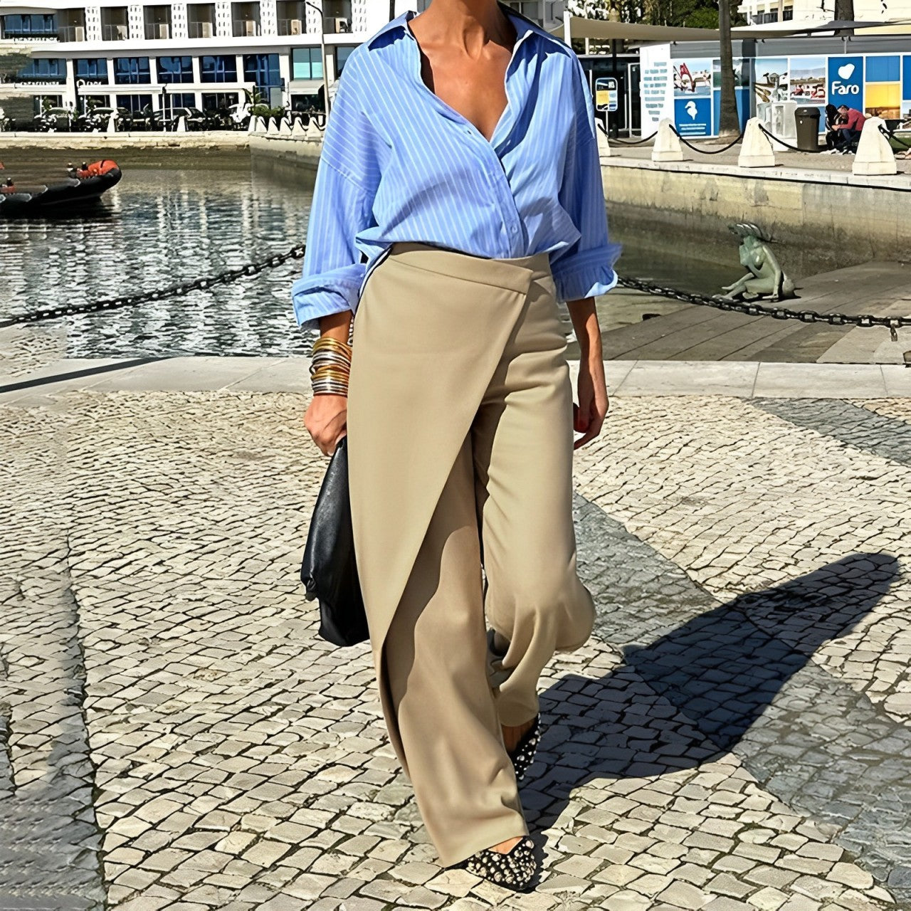 Arlene - Wide linen wrap trousers