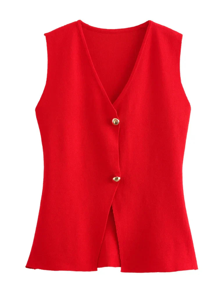 Women's Knitted V-Neck Vest – Sleeveless Pullover Sweater