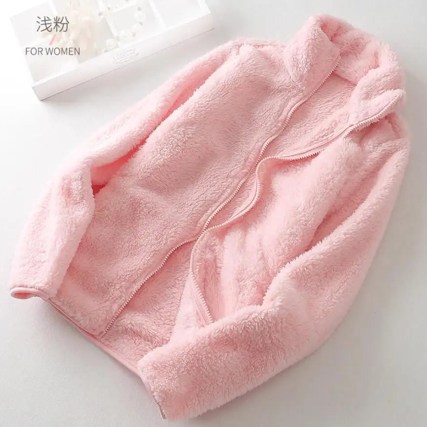 Women's Thick Fleece Zip Jacket with Stand Collar