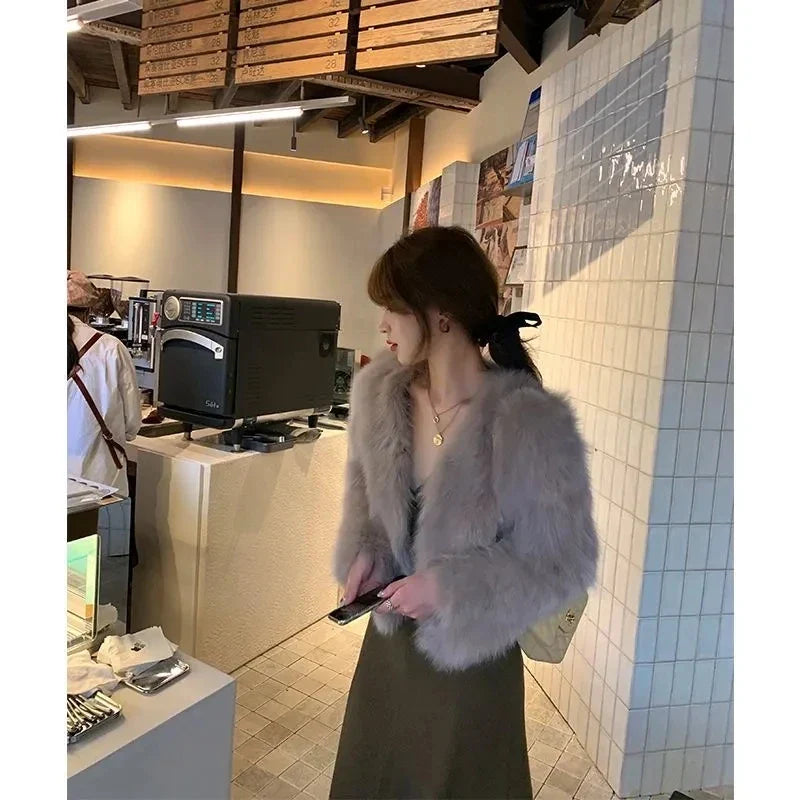 Women's Short Loose Faux Fur Coat - Various Colors