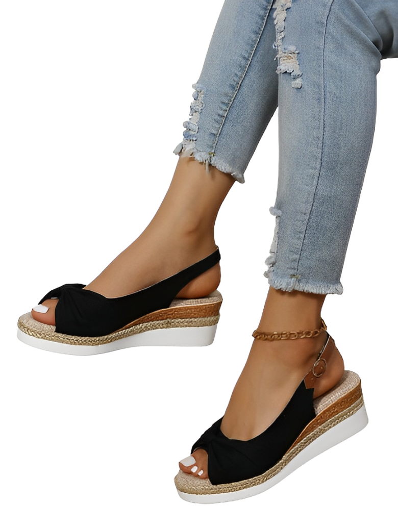 Sherie - Wedge sandals with peep toe buckle