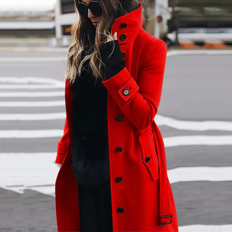 Leonie | High-Neck Belted Women's Trench Coat - Stylish & Elegant Outerwear