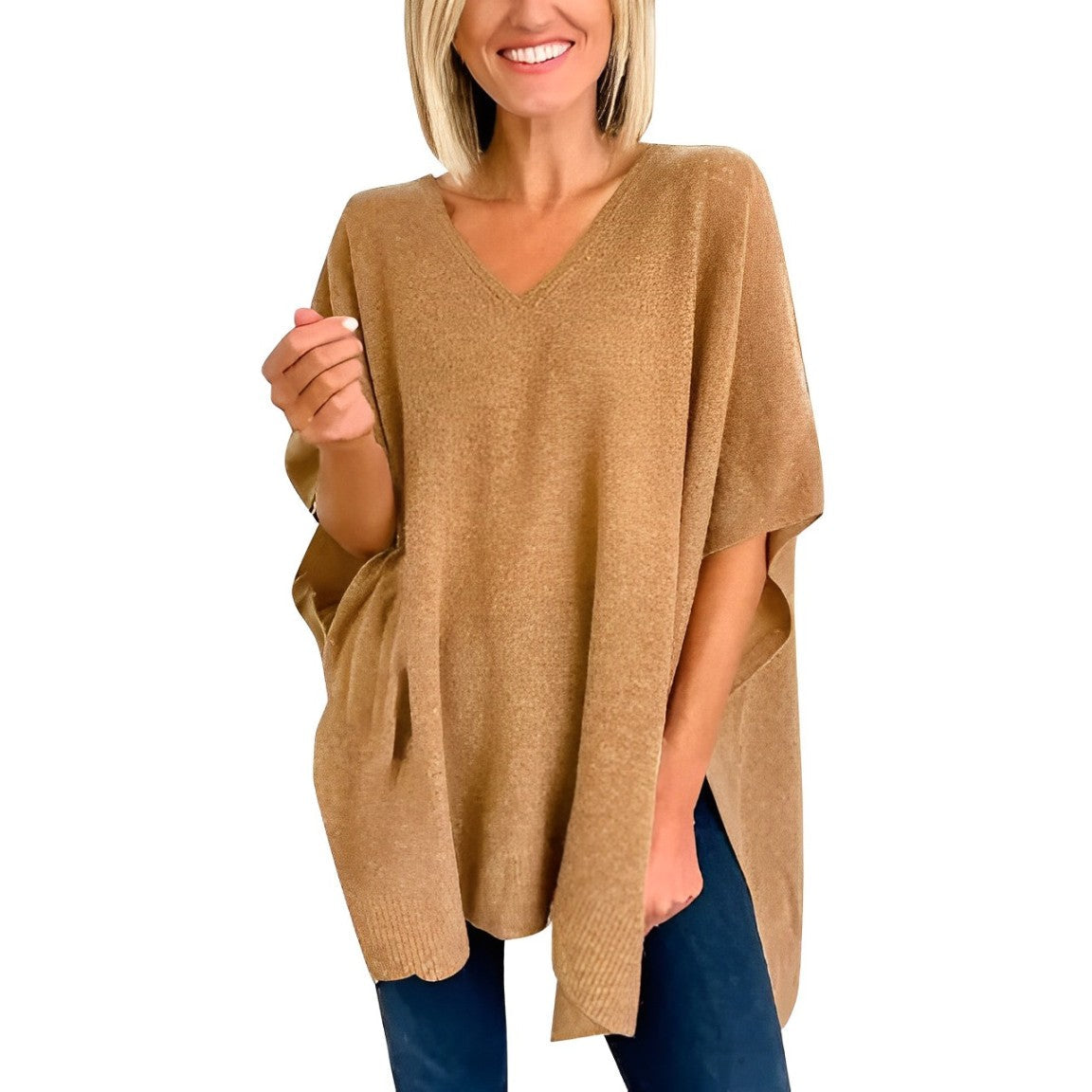 Tiffani - Sweater with irregular hem and V-neckline