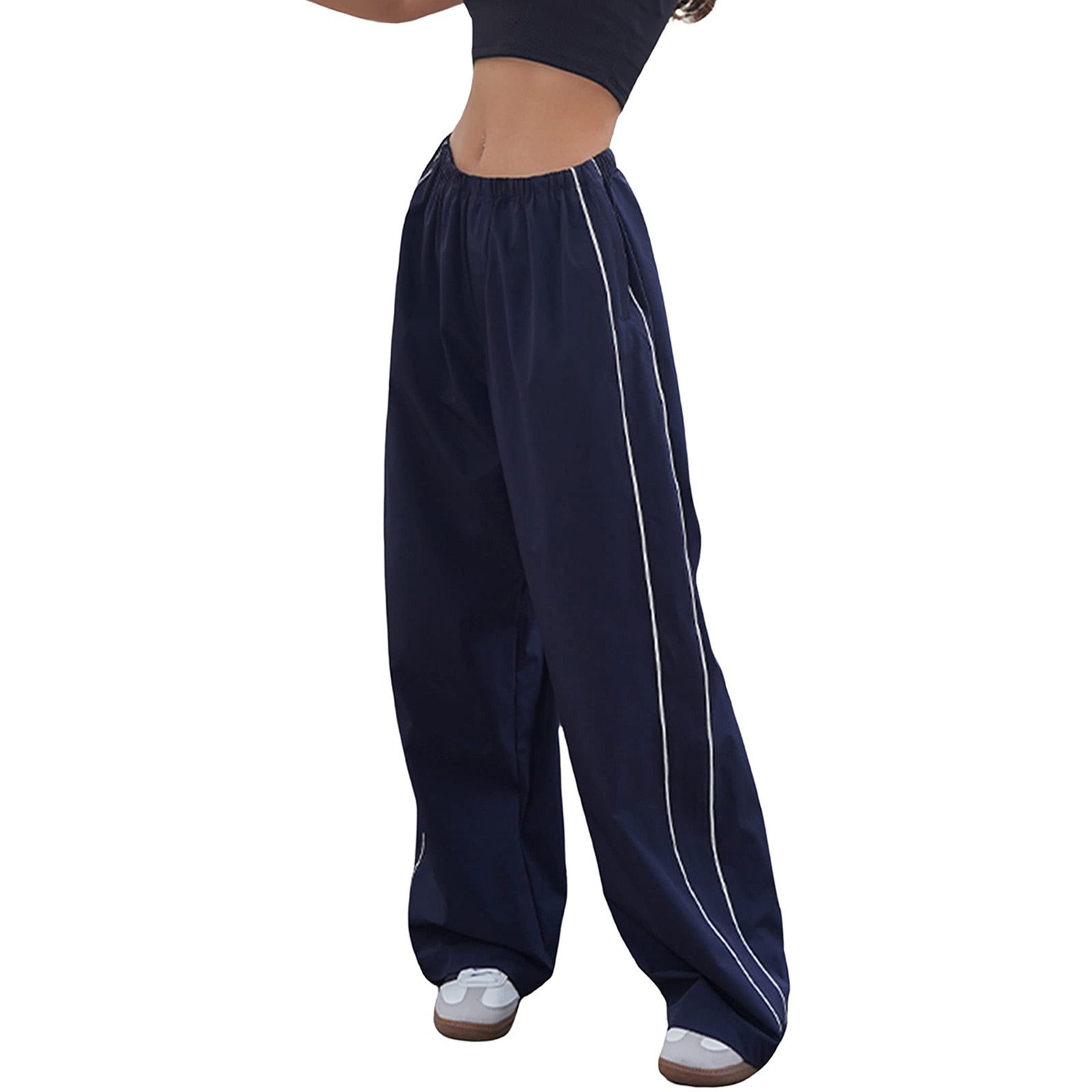 Generous Cargo Trousers - Ladies Drawstring Elasticated Low Waistband Parachute Trousers