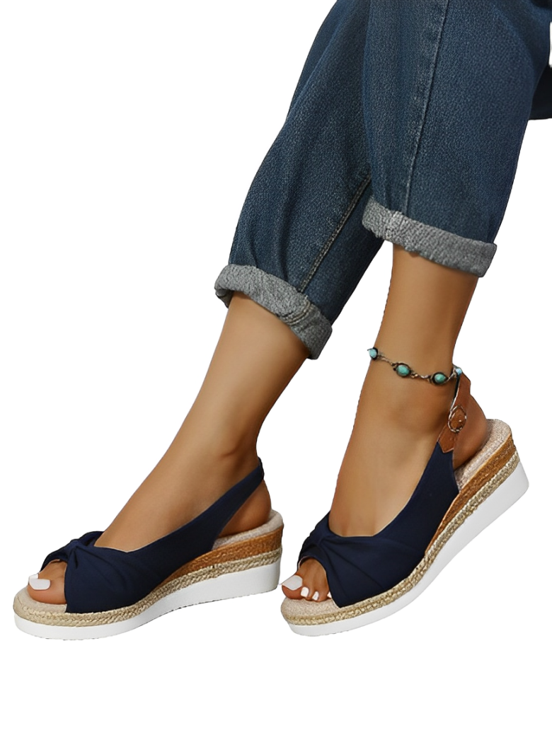 Sherie - Wedge sandals with peep toe buckle