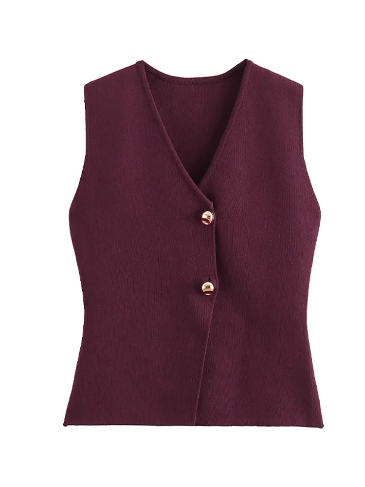 Women's Knitted V-Neck Vest – Sleeveless Pullover Sweater