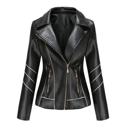 Women's PU Faux Leather Casual Biker Jacket