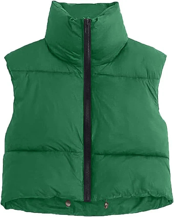 Women's Cotton Parka Jacket with Down Vest and Stand-Up Collar