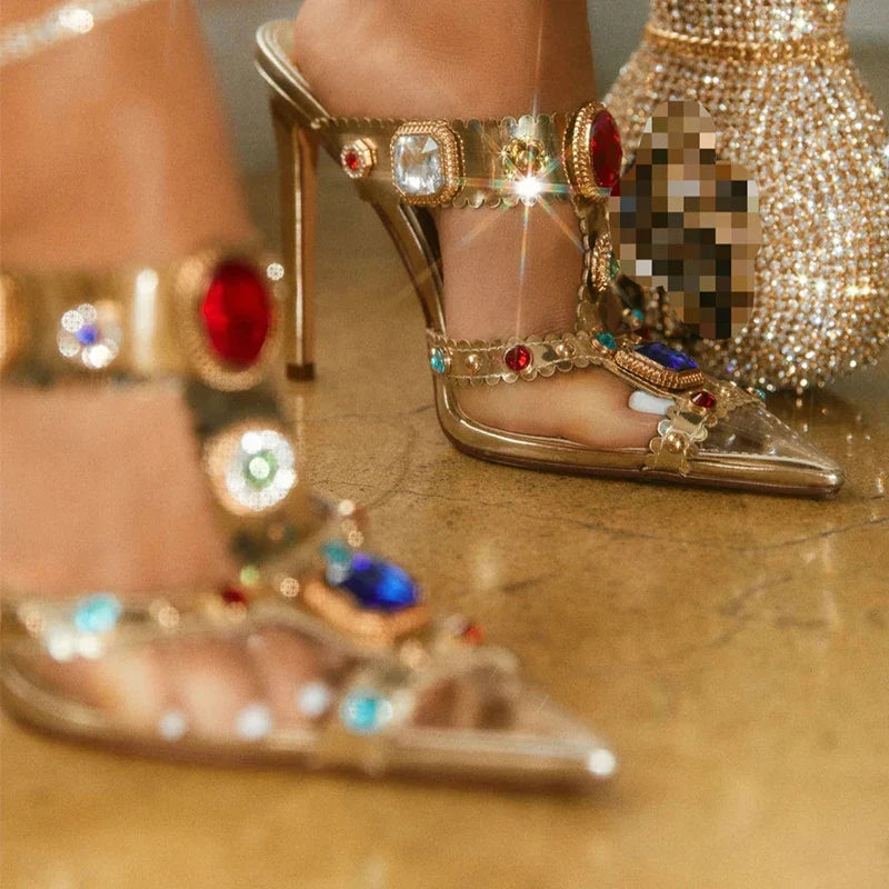 Luna - Jewelled stilettos with transparent design