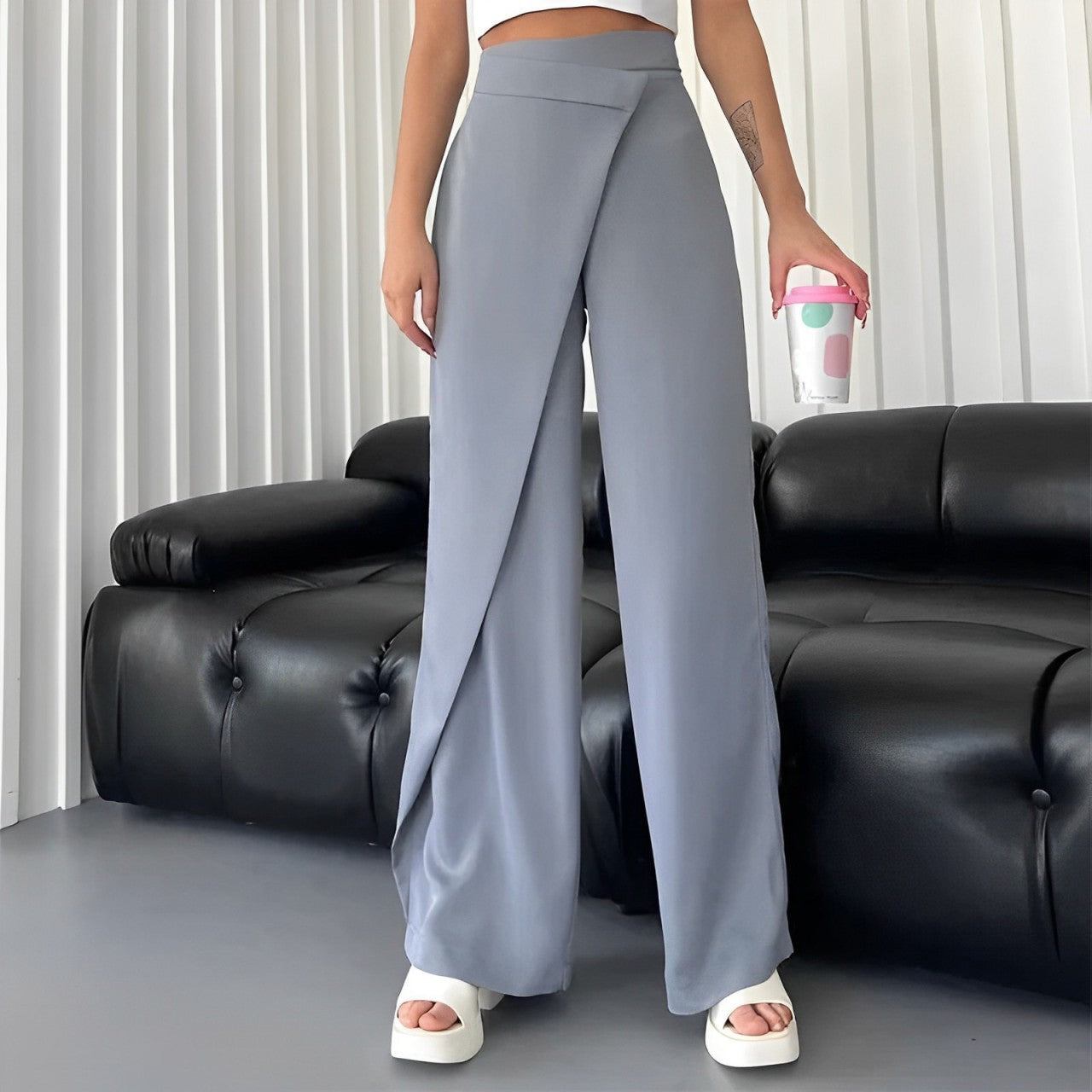 Arlene - Wide linen wrap trousers