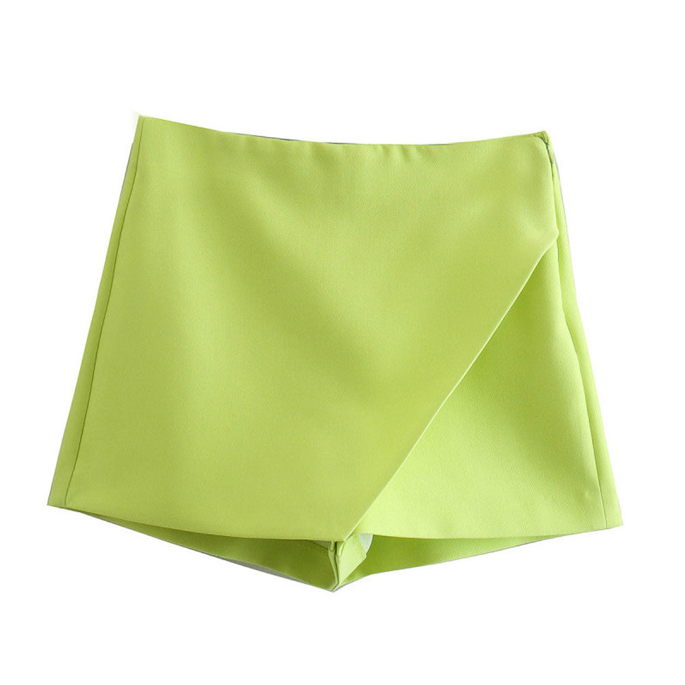 Sleek Slash Beauty - Women's Fashionable Asymmetric Shorts