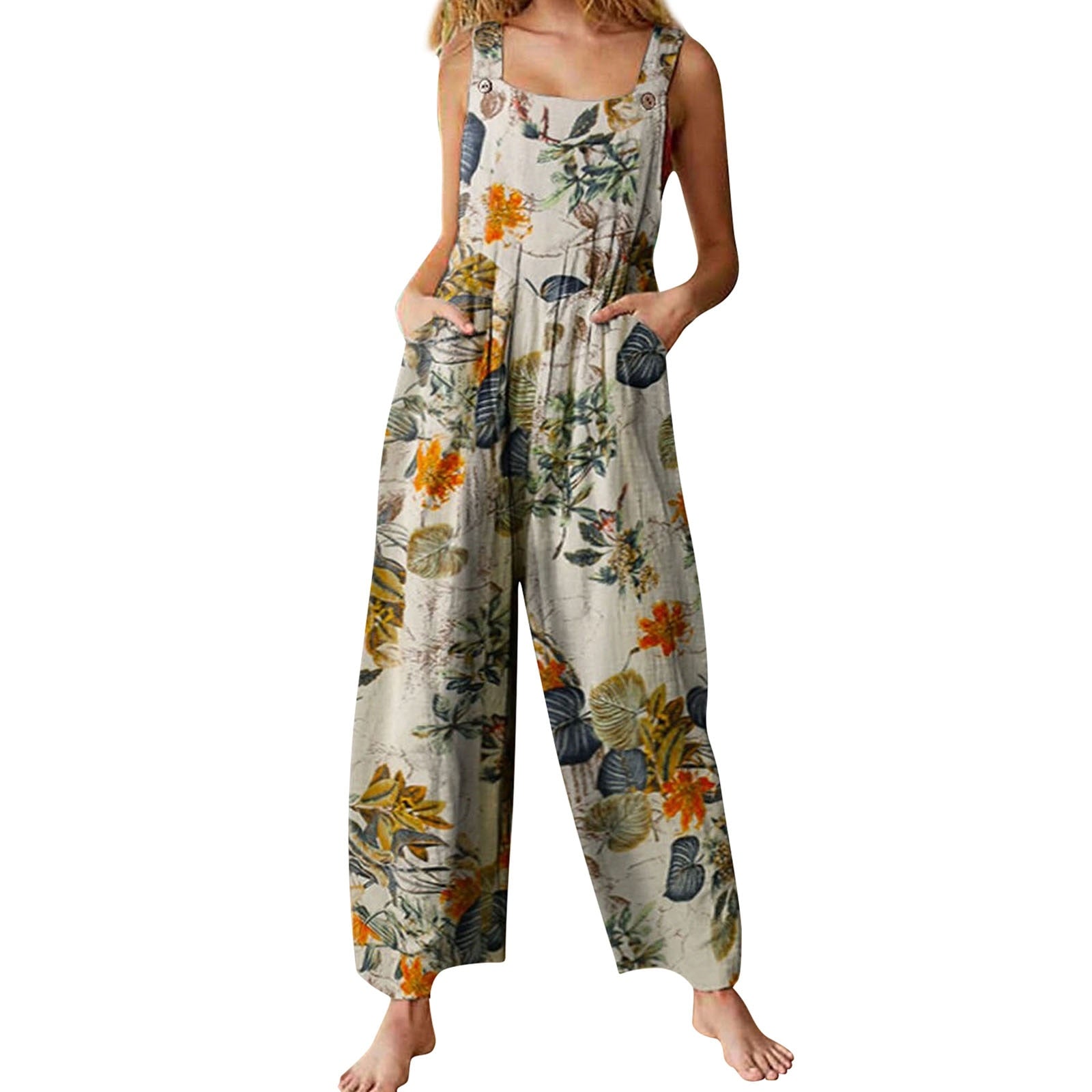 Style Women's Jumpsuits - Summery jumpsuits with multicolour pattern