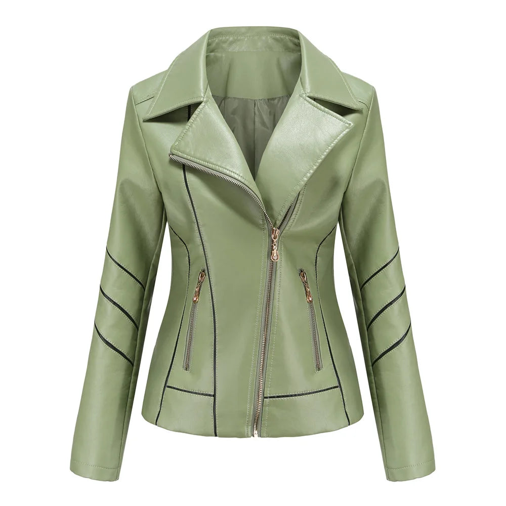 Women's PU Faux Leather Casual Biker Jacket
