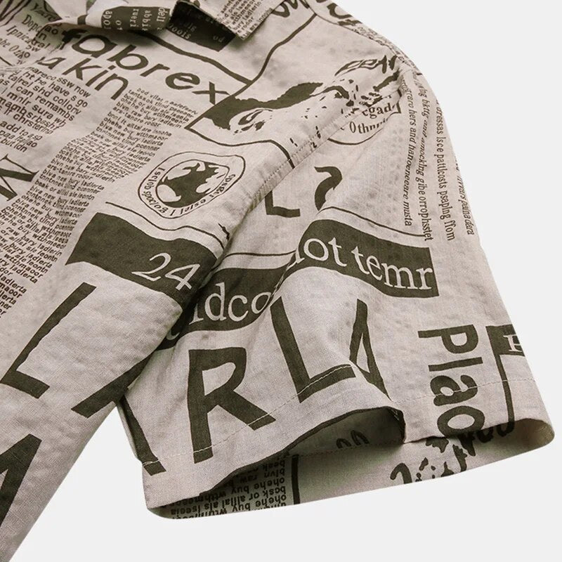 Valentino - Newspaper print shirt with button placket