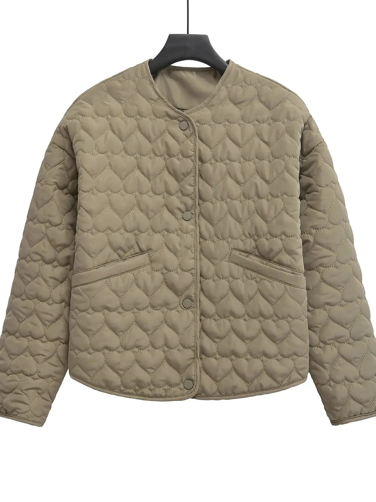 Padded heart quilted jacket for women