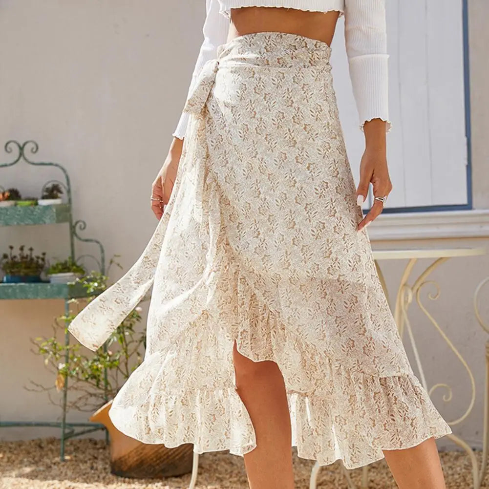 Seraphina - Flowing midi skirt with lace overlay