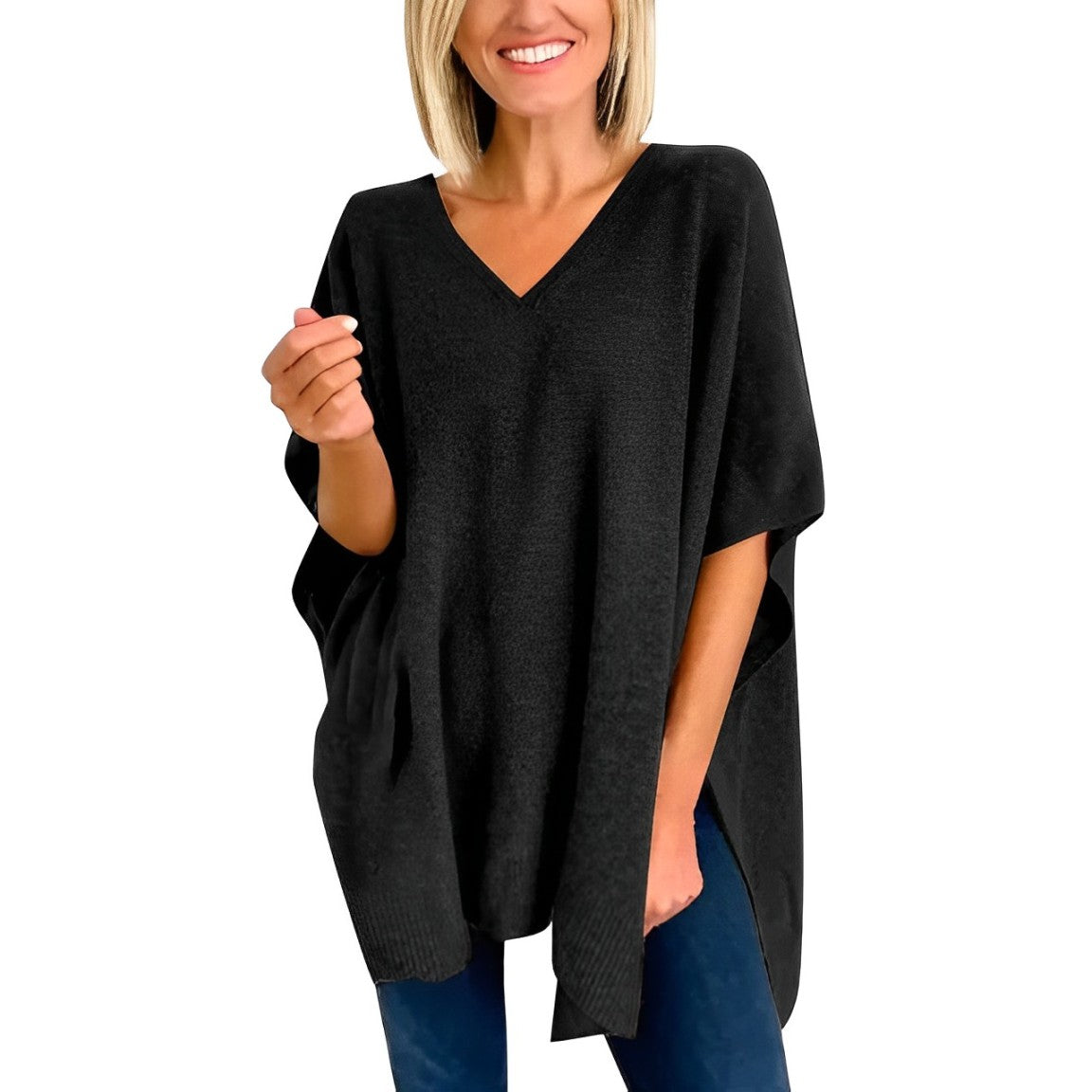 Tiffani - Sweater with irregular hem and V-neckline