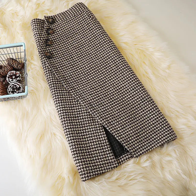 Giselle - Classic pencil skirt with houndstooth pattern