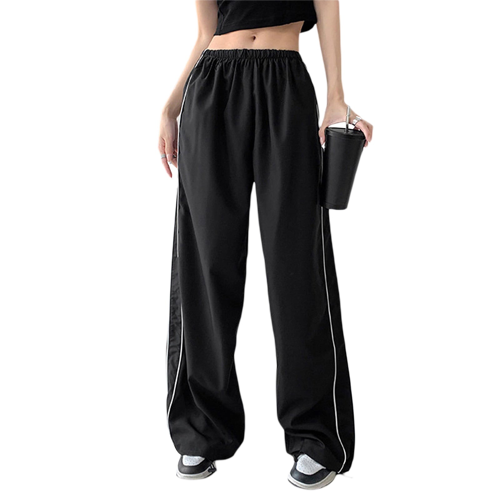 Generous Cargo Trousers - Ladies Drawstring Elasticated Low Waistband Parachute Trousers