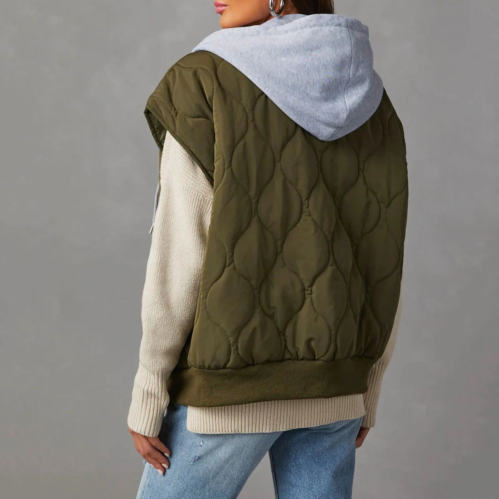 Women's Quilted Hooded Vest with Pockets
