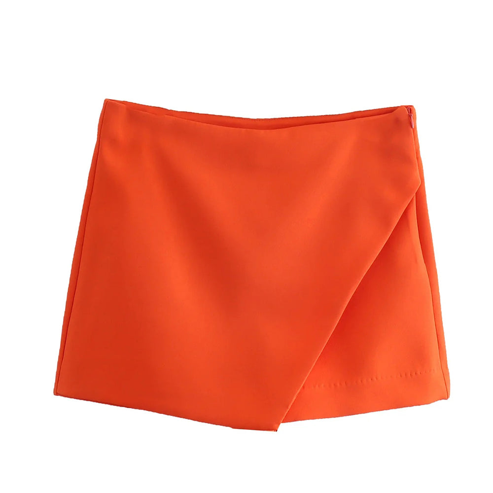 Sleek Slash Beauty - Women's Fashionable Asymmetric Shorts