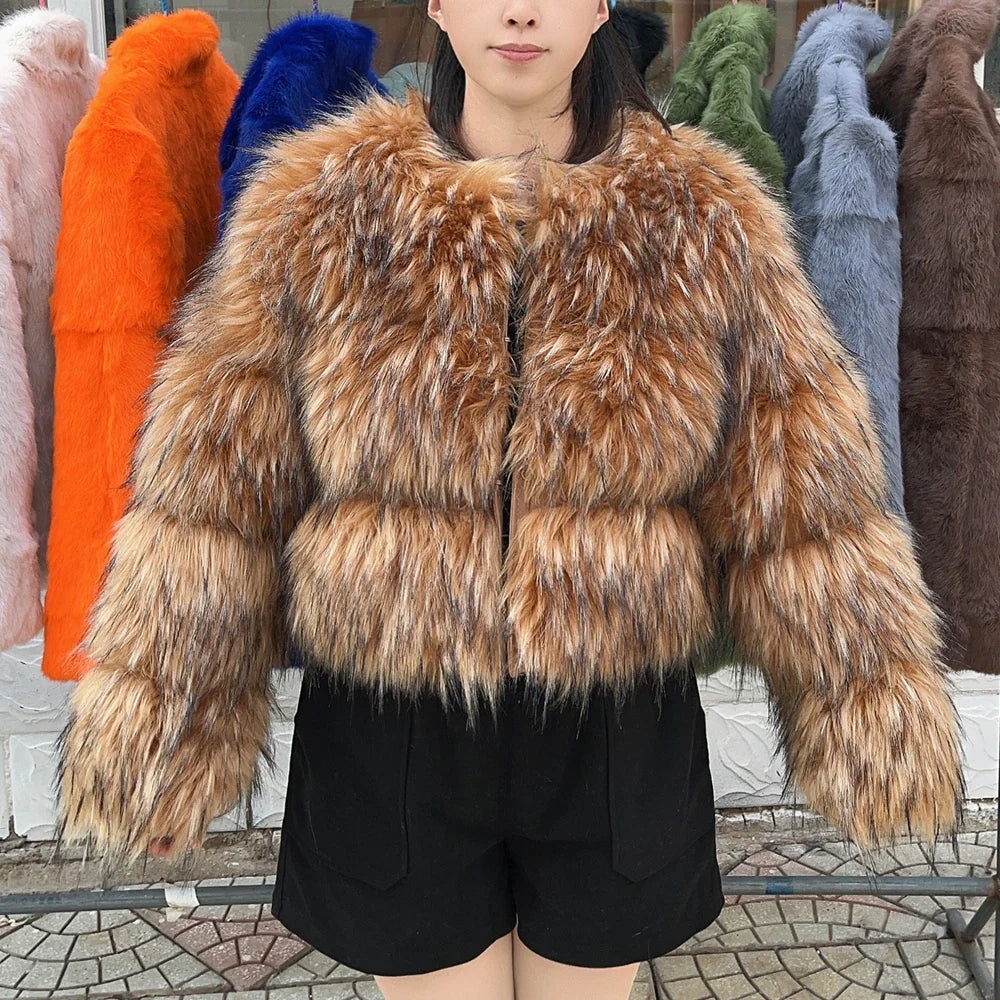 Women's Thick Warm Faux Fur Coat - Various Colors