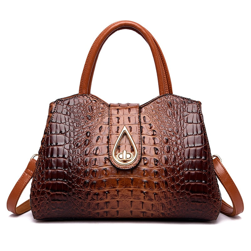 hiny crocodile leather creation - Ladies luxury handbag with brand flair