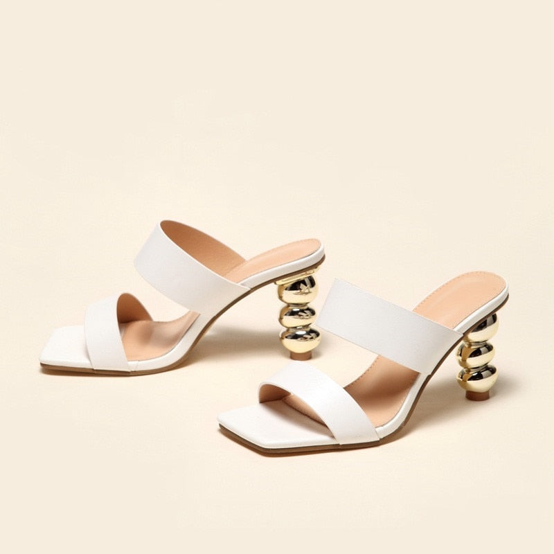 Kendall - Elegant sandals with heel and square toe