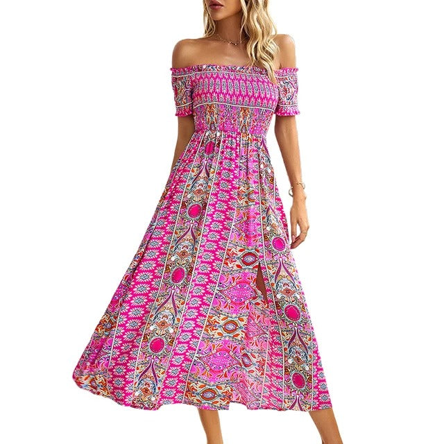 Arielle - Boho dress with floral hem